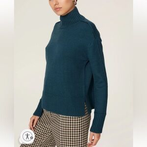 Jason Wu Relaxed Fit Teal Mock Neck Sweater - Wool Blend - Size XL